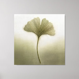 Sage Green Ginkgo Leaf Embroidery Texture Botanica Canvas Print