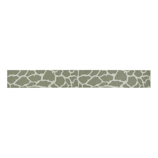 Sage Green Giraffe Print Grosgrain Ribbon (Front)