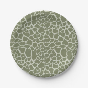 Sage Green Giraffe Print Paper Plate