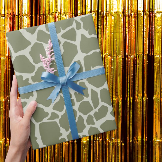 Sage Green Giraffe Print Wrapping Paper (Creator Uploaded)