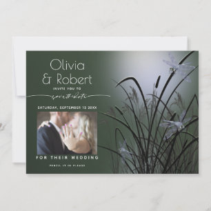 Sage Green Glow Save the Date Moonlight Dragonfly Invitation