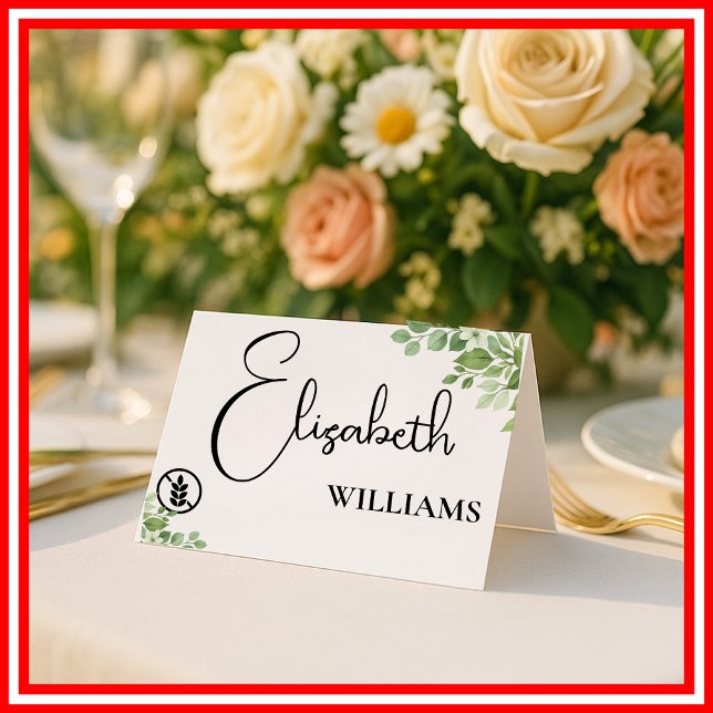 Sage Green Gluten Free Menu Wedding Table Cards (Creator Uploaded)