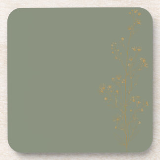 Sage Green Gold Botanical Wedding Coaster