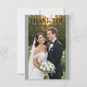 Sage Green Gold Botanical Wedding Thank You Card