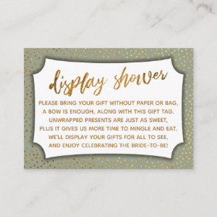 Sage Green & Gold Confetti Display Shower Card
