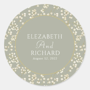 Sage Green Gold Eucalyptus Leaves Greenery Classic Round Sticker