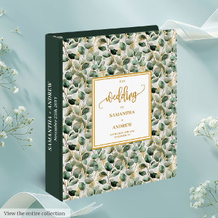 Sage Green Gold Eucalyptus Wedding 3 Ring Binder