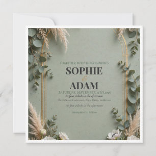 Sage Green Gold Foil Double Arch Thank You Card