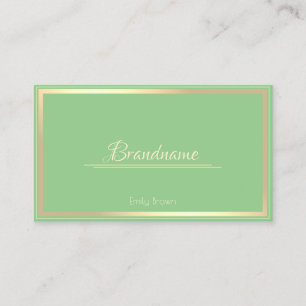 Sage Green Gold Frame Custom your Services Beauty Business Card