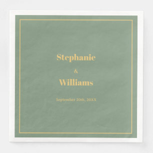 Sage Green Gold Golden Elegant Minimal Wedding Napkin