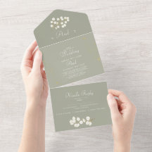 Sage Green Gold Leaves Greenery Wedding All In One