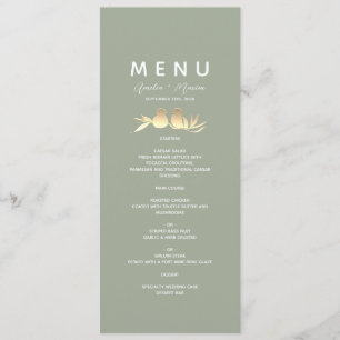 Sage Green Gold Lovebirds Wedding Menu