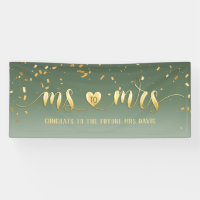 Sage Green Gold Ms to Mrs Bridal Shower Banner