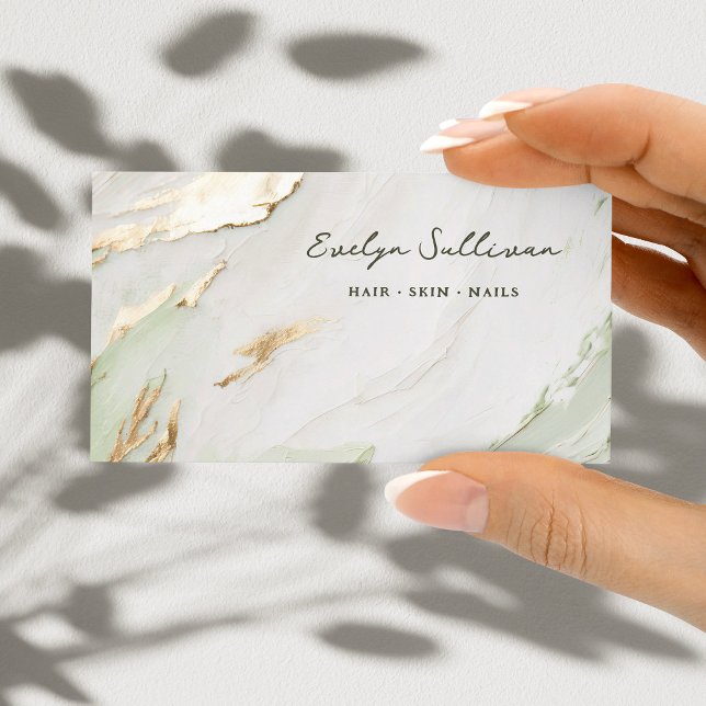 sage green gold paint business card (Creator Uploaded)