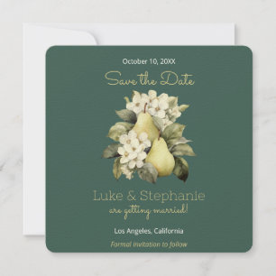 Sage Green & Gold Pear Carré Enregistrer les carte