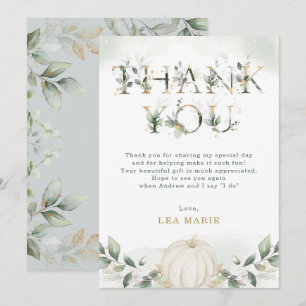 Sage Green Gold Pumpkin Eucalyptus Bridal Shower Invitation