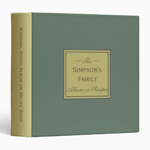 Sage Green & Gold To Your Wedding Album or Recipes Binder