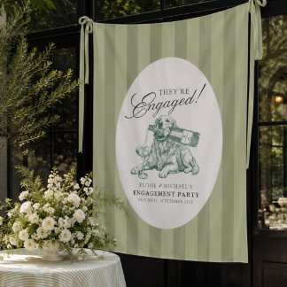 Sage Green Golden Retriever Engagement Party Tapestry