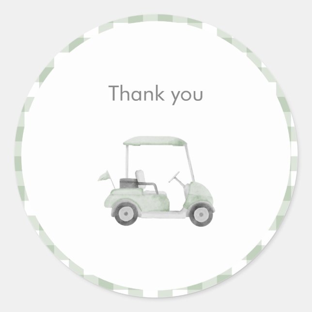 Sage green golf baby shower  classic round sticker (Front)