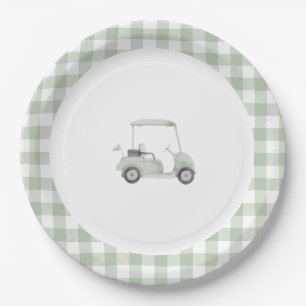 Sage green golf baby shower plate