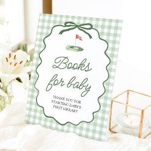 Sage Green Golf Bow Baby Shower Diaper Raffle Game Pedestal Sign