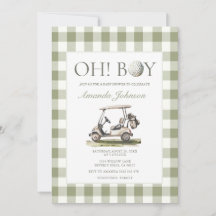 Sage Green Golf Boy Baby Shower Invitation