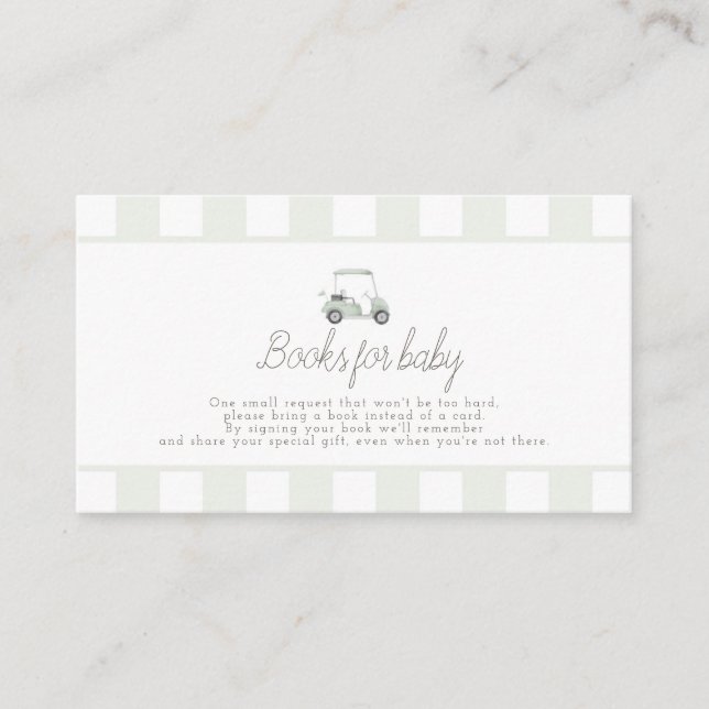 Sage green golf cart books for baby enclosure card (Front)