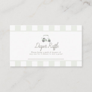 Sage green golf cart diaper raffle enclosure card