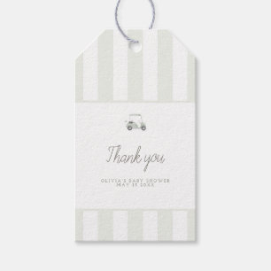 sage green golf cart rectangle favour tag