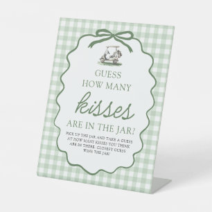 Sage Green Golf Guess How Many Kisses Baby Shower Pedestal Sign
