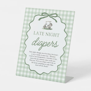 Sage Green Golf Late Night Diapers Baby Shower Pedestal Sign