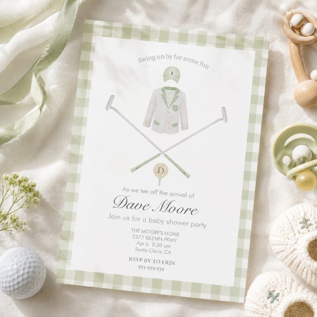 Sage green Golf theme baby shower Invitation (Creator Uploaded)