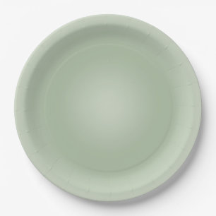 Sage Green Gradient Aura Paper Plate