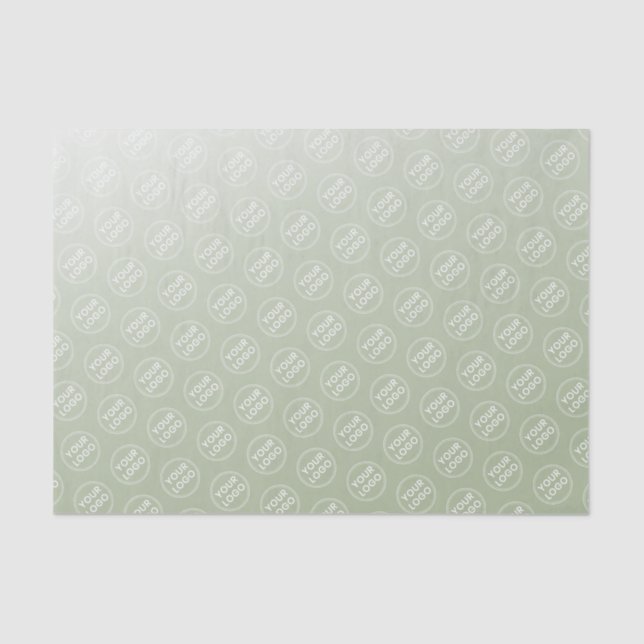 Sage green gradient logo business packaging tissue paper (Front)