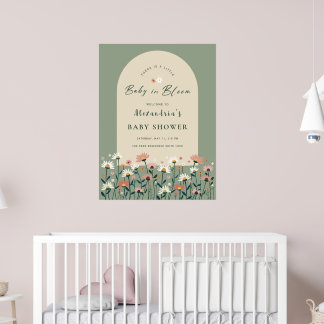 Sage Green Grand Bébé en Fleur Douche Poster
