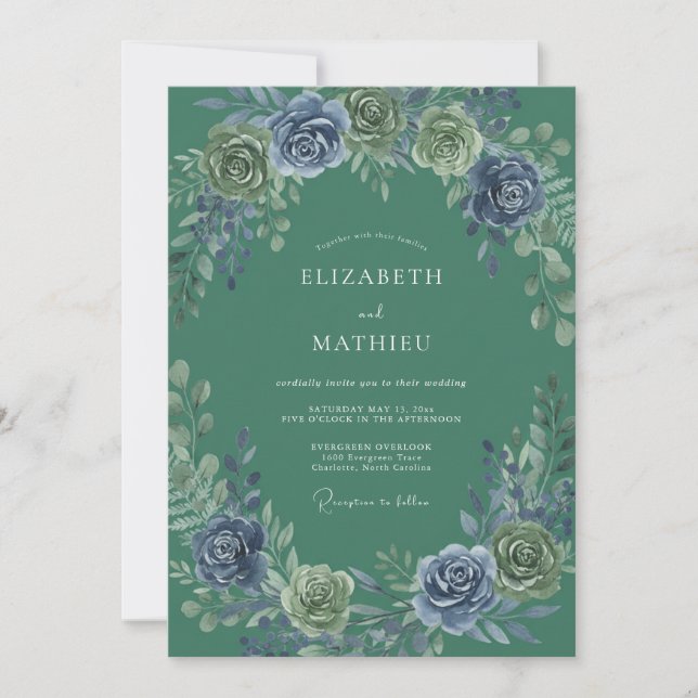 Sage Green Grand Winter Wedding Invitation (Front)