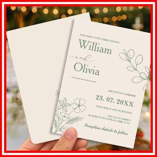 Sage Green Greenery Boho Wedding Invitation