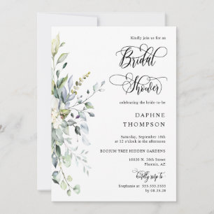 Sage Green Greenery Bridal Shower QR Code Photo Invitation