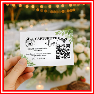 Sage Green Greenery Capture The Love QR Wedding Enclosure Card