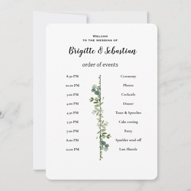 Sage Green | Greenery Gold Wedding Invite (Front)