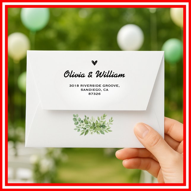Sage Green Greenery Return Address Wedding  Envelope (Creator Uploaded)