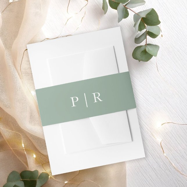 Sage Green Greenery Wedding Invitation Belly Band (Creator Uploaded)