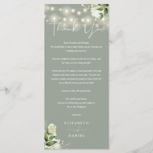 Sage Green Greenery Wedding Thank You Place Card