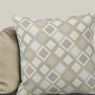 Sage Green & Grey Geometric Pattern Throw Pillow
