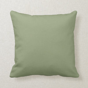 Sage Green Grey-Green Elegant Neutral Solid Colour Throw Pillow