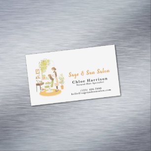Sage Green Hair Salon  Magnetic Business Card