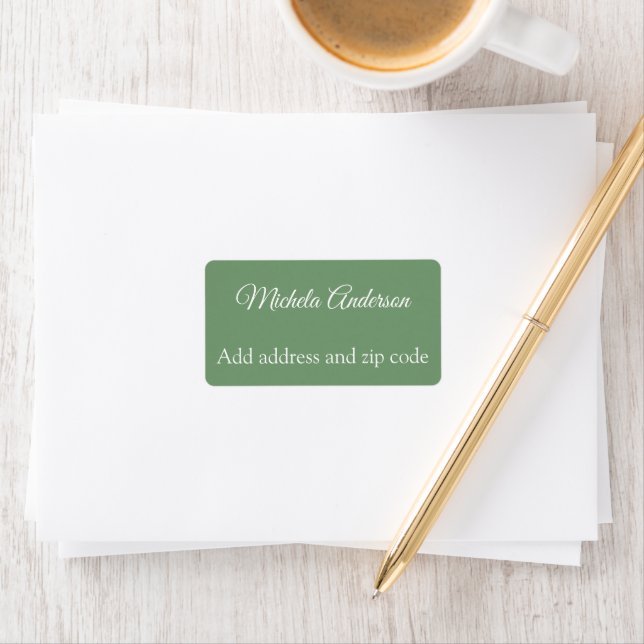 Sage green hair stylist add address zip code label (Insitu)