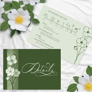 Sage Green Hand Drawn Floral Botanical Details Enclosure Card