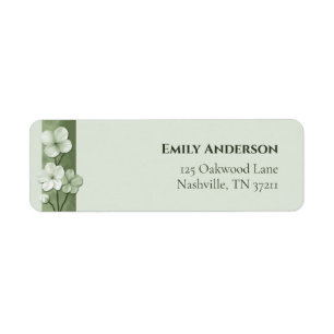 Sage Green Hand Drawn Floral Botanical Return Ad