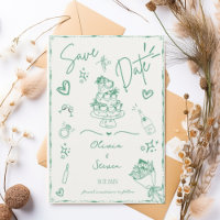 Sage Green Hand Drawn Scribble Fun Save the Date